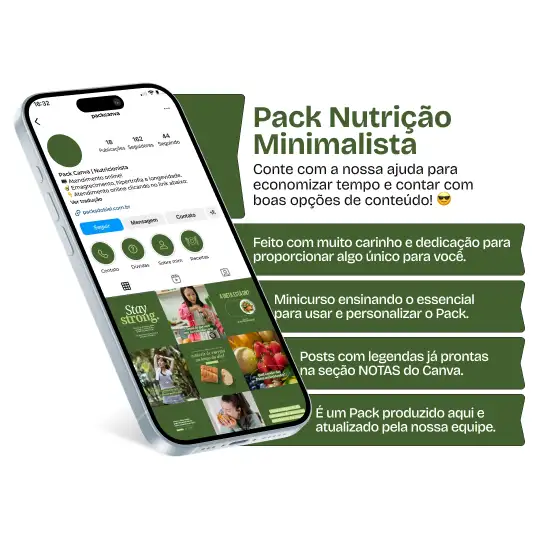 Imagem de amostra do produto Pack Canva com Artes/Posts editáveis para Nutricionista, Nutrição, Nutricionista/Nutrição Infantil e Nutricionista/Nutrição Comportamental, Nutricionista/Nutrição Funcional, Nutricionista/Nutrição Clínica e Nutricionista/Nutrição Esportiva, mostrando uma variedade de conteúdos visuais atrativos para profissionais do mercado de afiliação e marketing digital. Inclui designs de posts, artes e conteúdo estratégico para promover uma imagem profissional e envolvente online. É um produto voltado para movimentar as redes sociais/social media do Instagram desses profissionais.