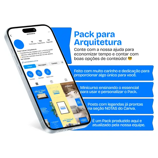 Imagem de amostra do produto Pack Canva com Artes/Posts editáveis para Arquitetos, Arquiteta, Arquiteto e Arquitetura, mostrando uma variedade de conteúdos visuais atrativos para profissionais do mercado de afiliação e marketing digital. Inclui designs de posts, artes e conteúdo estratégico para promover uma imagem profissional e envolvente online. É um produto voltado para movimentar as redes sociais/social media do Instagram desses profissionais.