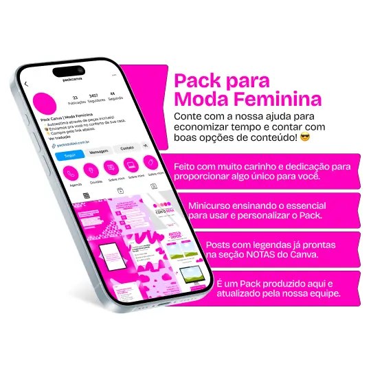 Imagem de amostra do produto Pack Canva com Artes/Posts editáveis para Moda Feminina, Loja de Roupas, Moda e Loja de Acessórios, mostrando uma variedade de conteúdos visuais atrativos para profissionais do mercado de afiliação e marketing digital. Inclui designs de posts, artes e conteúdo estratégico para promover uma imagem profissional e envolvente online. É um produto voltado para movimentar as redes sociais/social media do Instagram desses profissionais.