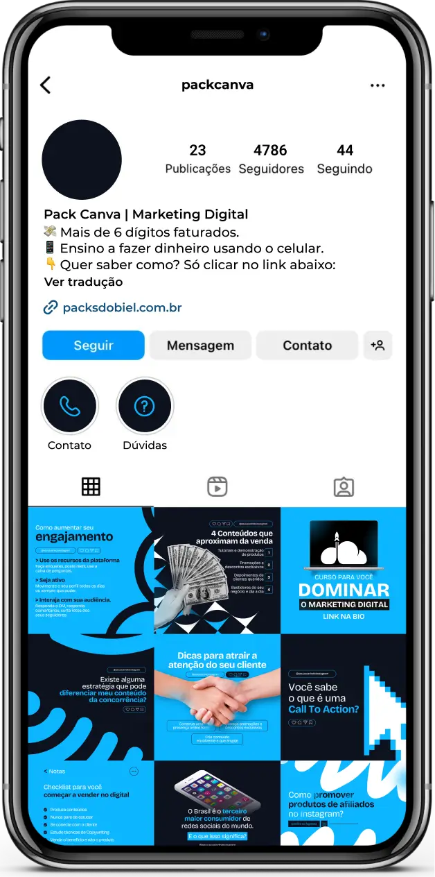 Pack Canva Marketing Digital – Um kit completo com posts prontos e artes editáveis para atrair clientes, gerar autoridade e impulsionar serviços de tráfego pago, gestão de redes, copywriting e lançamentos. Ideal para social media, gestores e infoprodutores.