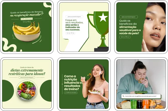 Pack Canva Nutrição Comportamental, Educação Alimentar e Coaching Nutricional – Kit completo de posts editáveis no Canva, ideal para nutricionistas comportamentais, educadores alimentares e coaches nutricionais. Inclui materiais personalizados com conteúdos educativos sobre hábitos alimentares saudáveis, comportamento alimentar, dicas de equilíbrio nutricional, estratégias de reeducação alimentar e motivação para mudanças de estilo de vida. Perfeito para criar um perfil de Instagram atrativo, engajar pacientes e seguidores, fortalecer sua presença digital e promover serviços nutricionais de forma estratégica e profissional.