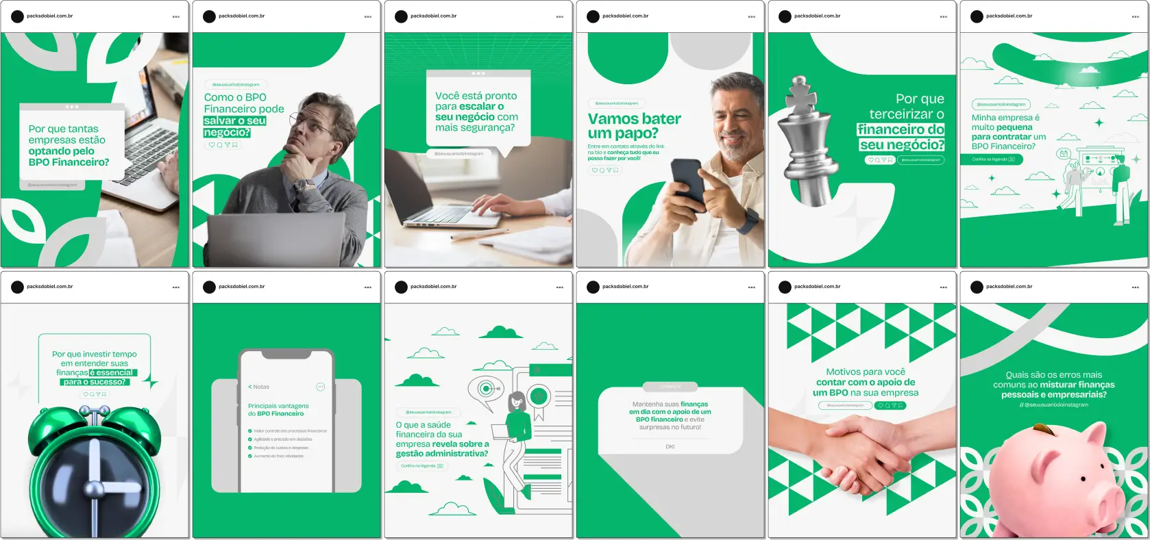 Pack Canva BPO Financeiro, Gestão Financeira e Consultoria Empresarial – Kit completo de posts editáveis no Canva, ideal para profissionais de BPO financeiro, consultores de gestão financeira e especialistas em administração empresarial. Inclui materiais personalizados com conteúdos educativos sobre organização financeira, controle de fluxo de caixa, dicas de redução de custos, planejamento financeiro e benefícios do outsourcing financeiro. Perfeito para criar um perfil de Instagram atrativo, engajar empreendedores, fortalecer sua presença digital e promover seus serviços de forma estratégica e profissional.