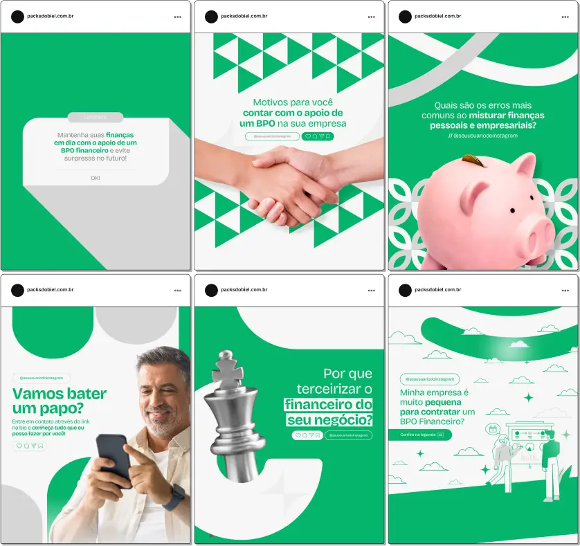 Pack Canva BPO Financeiro, Gestão Financeira e Consultoria Empresarial – Kit completo de posts editáveis no Canva, ideal para profissionais de BPO financeiro, consultores de gestão financeira e especialistas em administração empresarial. Inclui materiais personalizados com conteúdos educativos sobre organização financeira, controle de fluxo de caixa, dicas de redução de custos, planejamento financeiro e benefícios do outsourcing financeiro. Perfeito para criar um perfil de Instagram atrativo, engajar empreendedores, fortalecer sua presença digital e promover seus serviços de forma estratégica e profissional.