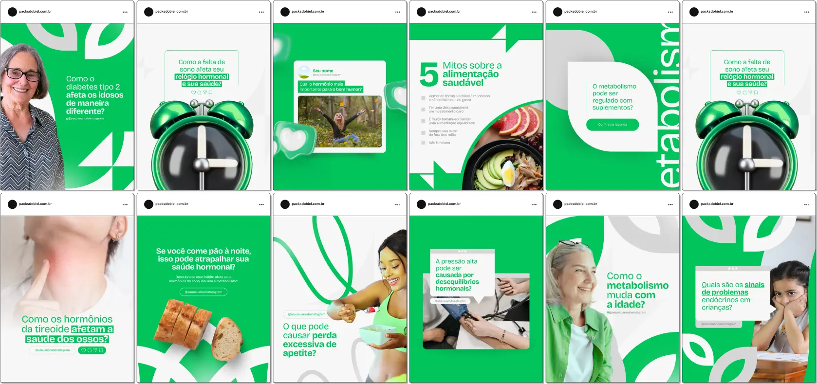 Pack Canva Endocrinologia, Saúde Hormonal e Bem-Estar – Com este kit de posts e artes editáveis no Canva, endocrinologistas, clínicas de endocrinologia e profissionais da saúde podem criar conteúdos prontos para postar no Instagram e redes sociais. Inclui materiais personalizados com conteúdos educativos sobre doenças endócrinas, equilíbrio hormonal, dicas de alimentação saudável, tratamentos e cuidados preventivos. Ideal para promover a saúde hormonal, engajar pacientes e fortalecer sua presença digital de forma estratégica e profissional.