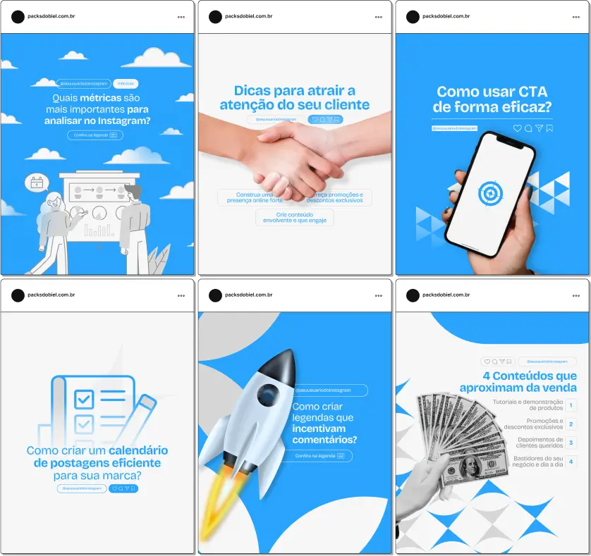 Pack Canva Social Media, Gestão de Redes Sociais e Marketing Digital – Kit completo de posts editáveis no Canva, ideal para gestores de redes sociais, freelancers de social media e profissionais de marketing digital. Inclui materiais personalizados com conteúdos educativos sobre estratégias de engajamento, calendário editorial, tendências de redes sociais, dicas de criação de conteúdo e promoções de serviços. Perfeito para criar um perfil de Instagram atrativo, engajar clientes, fortalecer sua presença digital e promover seus serviços de forma estratégica e profissional.