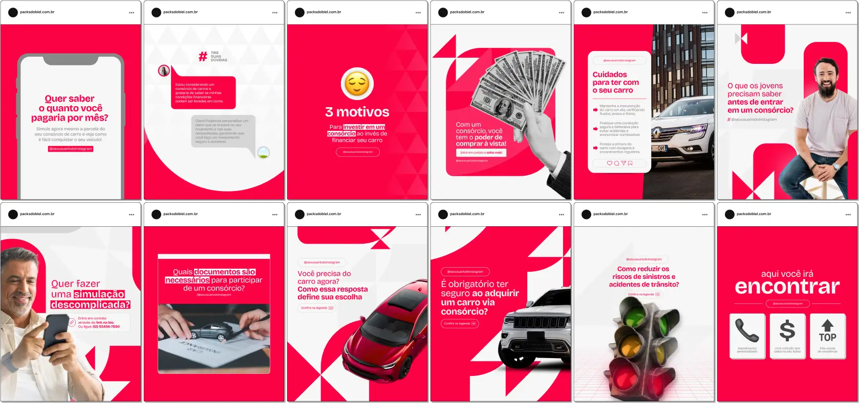 Pack Canva Consórcio de Carros – Financiamento, Vantagens e Dicas para Clientes – Com este kit de posts e artes editáveis no Canva, consultores de consórcio, corretores de financiamento, vendedores de veículos e profissionais do setor automotivo podem criar conteúdos prontos para postar no Instagram e redes sociais. Inclui materiais personalizados com informações sobre como funciona o consórcio, vantagens em relação ao financiamento, estratégias para contemplação rápida, dicas para fechar negócios e educar clientes sobre as melhores opções do mercado. Ideal para fortalecer a presença digital, gerar leads qualificados e aumentar as vendas.