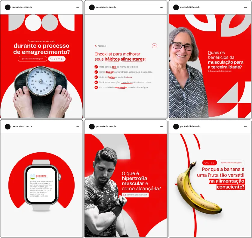 Pack Canva Personal Trainer 2.0 – Treinos, Motivação e Dicas de Saúde – Com este kit de posts e artes editáveis no Canva, personal trainers, coaches de fitness, educadores físicos e profissionais da área podem criar conteúdos prontos para postar no Instagram e redes sociais. Inclui materiais personalizados com treinos, dicas de alimentação, motivação, benefícios do exercício físico, depoimentos de alunos e estratégias para captar e fidelizar clientes. Ideal para fortalecer a autoridade no mercado fitness, engajar seguidores e aumentar a visibilidade do perfil de forma profissional.