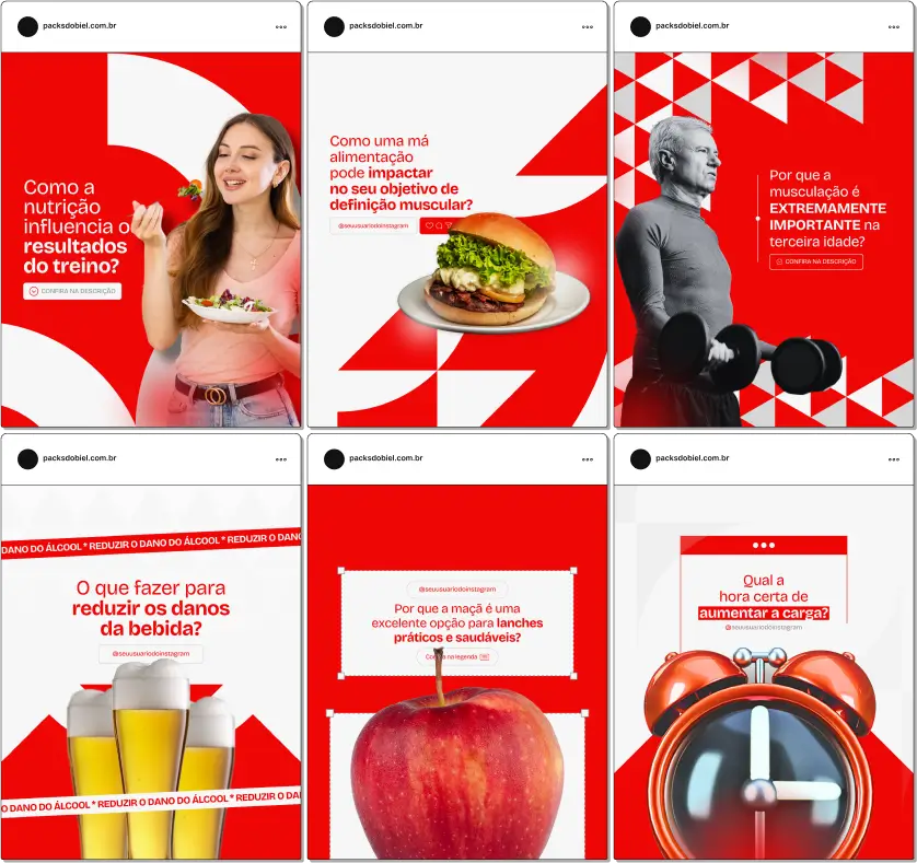 Pack Canva Personal Trainer 2.0 – Treinos, Motivação e Dicas de Saúde – Com este kit de posts e artes editáveis no Canva, personal trainers, coaches de fitness, educadores físicos e profissionais da área podem criar conteúdos prontos para postar no Instagram e redes sociais. Inclui materiais personalizados com treinos, dicas de alimentação, motivação, benefícios do exercício físico, depoimentos de alunos e estratégias para captar e fidelizar clientes. Ideal para fortalecer a autoridade no mercado fitness, engajar seguidores e aumentar a visibilidade do perfil de forma profissional.