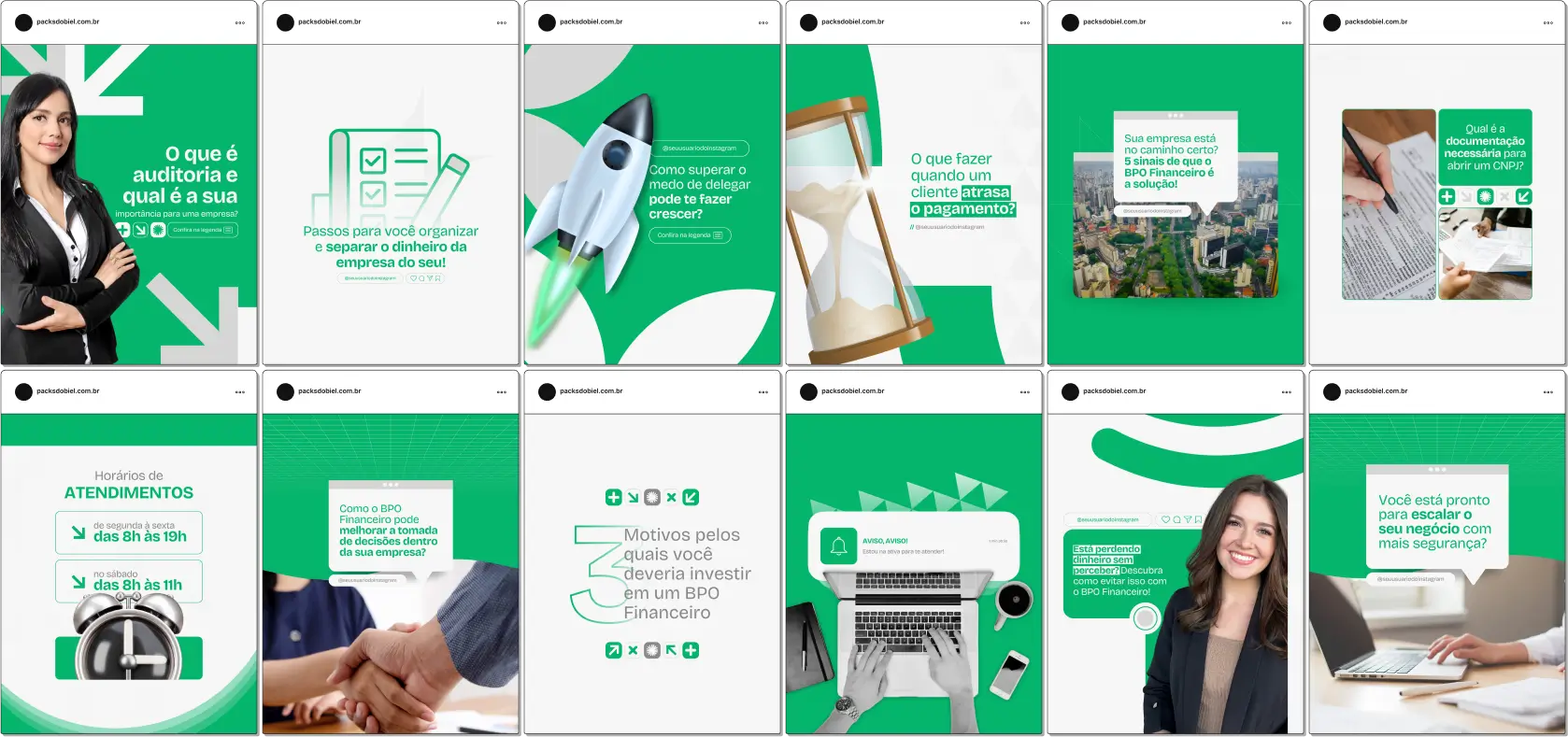 Pack Canva BPO Financeiro – Conteúdos para Redes Sociais – Com este kit de posts e artes editáveis no Canva, profissionais e empresas de BPO Financeiro podem compartilhar conteúdos estratégicos e informativos no Instagram e outras redes sociais. Inclui temas como gestão financeira, fluxo de caixa, contabilidade, planejamento estratégico, redução de custos e muito mais. Ideal para fortalecer sua autoridade digital e engajar seu público com materiais visuais atrativos e prontos para uso.