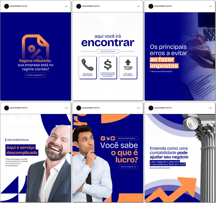 Pack Canva Contabilidade – Artes editáveis e conteúdos prontos para contadores, escritórios contábeis e profissionais de finanças. Ideal para quem deseja fortalecer sua autoridade, explicar temas como MEI, IRPF, planejamento tributário e atrair clientes pelo Instagram e redes sociais.