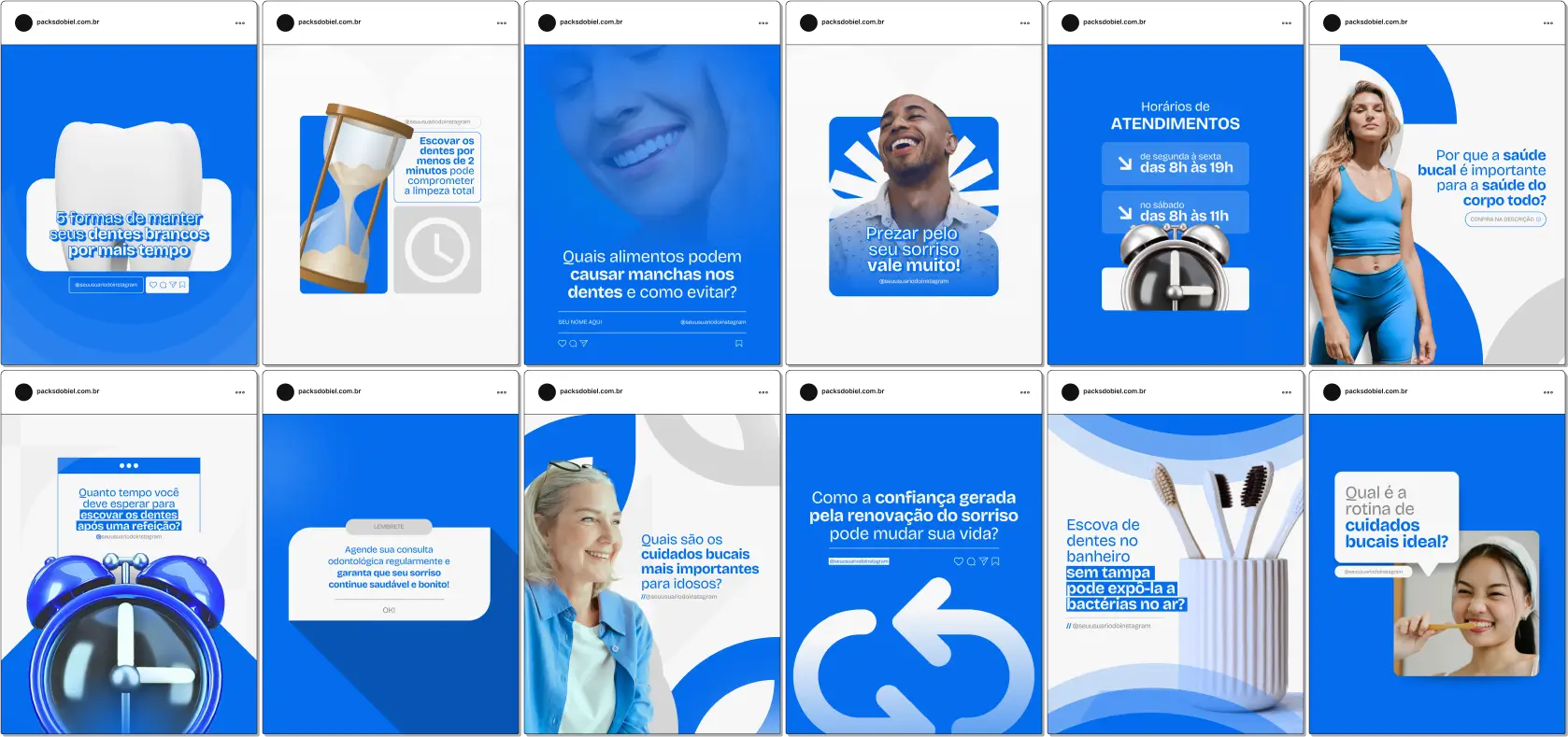 Perfil do Instagram com Artes e Posts Editáveis para Dentistas – Com este kit de posts e artes editáveis no Canva, dentistas e profissionais da odontologia podem criar conteúdos prontos para postar em perfis do Instagram e redes sociais. Inclui materiais sobre cuidados bucais, dicas de higiene, prevenção de cáries, tratamentos odontológicos, ortodontia, estética dental e muito mais. Ideal para fortalecer a presença digital, educar pacientes e atrair novos clientes para o consultório.