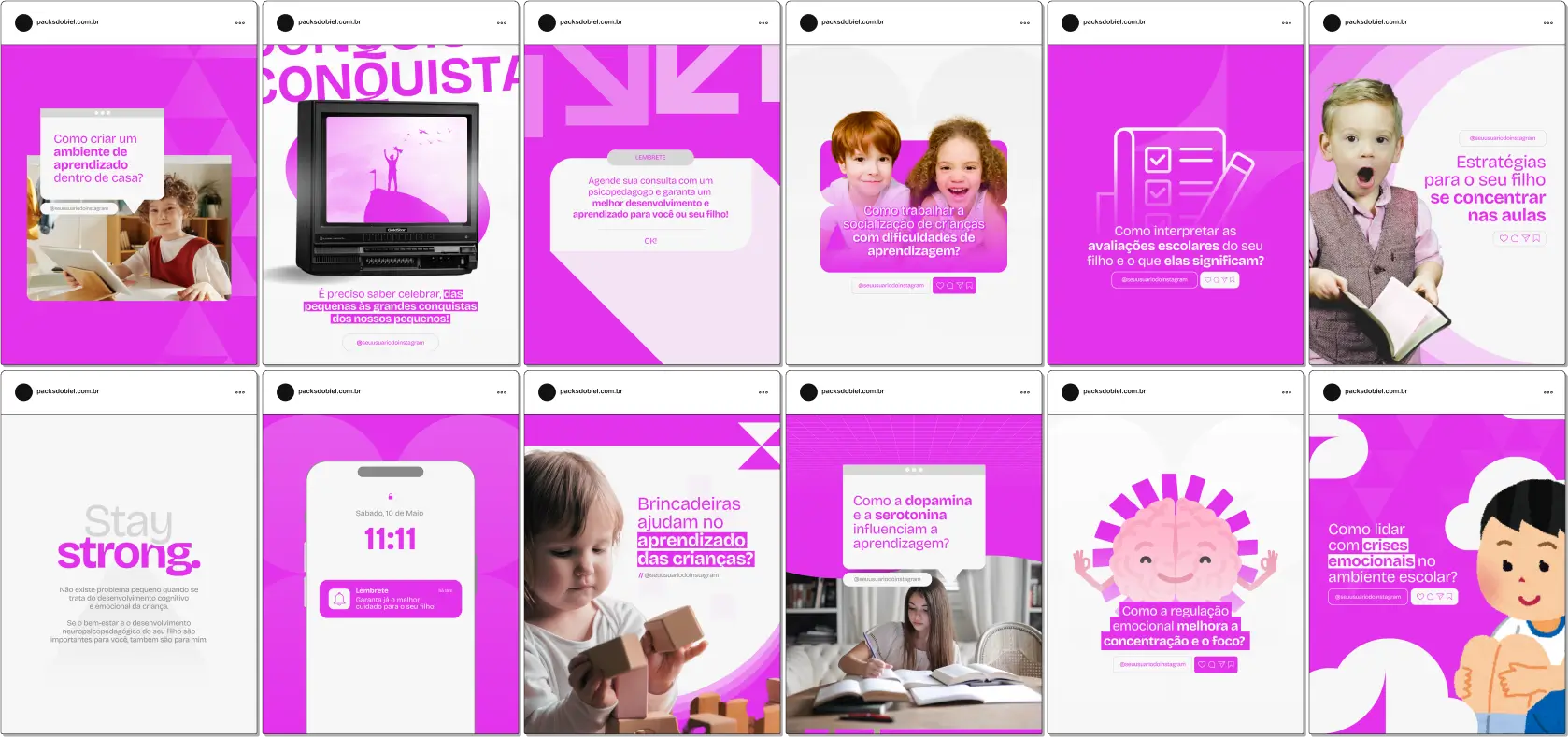 Pack Canva Neuropsicopedagogia – Conteúdos para Redes Sociais – Com este kit de posts e artes editáveis no Canva, profissionais de neuropsicopedagogia podem criar conteúdos prontos para postar no Instagram e outras redes sociais. Inclui materiais sobre dificuldades de aprendizagem, transtornos neurocognitivos, estímulo ao desenvolvimento infantil, estratégias de ensino, neuroplasticidade, e muito mais. Ideal para educar pais, professores e responsáveis, fortalecer a autoridade profissional e engajar o público com informações relevantes e acessíveis.