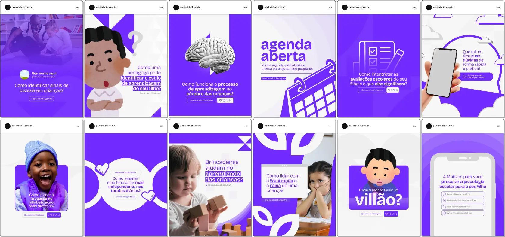 Perfil do Instagram com Artes e Posts Editáveis para Pedagogia – Com este kit de posts e artes editáveis no Canva, pedagogos e profissionais da educação podem criar conteúdos prontos para postar em perfis do Instagram e redes sociais. Inclui materiais sobre métodos de ensino, dicas para pais e educadores, desenvolvimento infantil, aprendizado lúdico, inclusão na educação, gestão de sala de aula e muito mais. Ideal para fortalecer a presença digital, compartilhar conhecimento e atrair engajamento com um público interessado em educação.