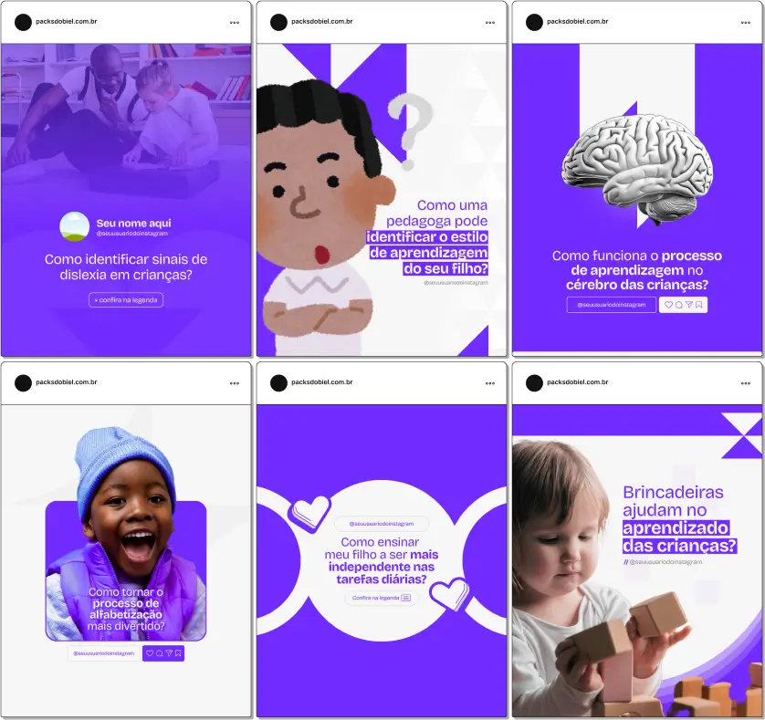 Perfil do Instagram com Artes e Posts Editáveis para Pedagogia – Com este kit de posts e artes editáveis no Canva, pedagogos e profissionais da educação podem criar conteúdos prontos para postar em perfis do Instagram e redes sociais. Inclui materiais sobre métodos de ensino, dicas para pais e educadores, desenvolvimento infantil, aprendizado lúdico, inclusão na educação, gestão de sala de aula e muito mais. Ideal para fortalecer a presença digital, compartilhar conhecimento e atrair engajamento com um público interessado em educação.