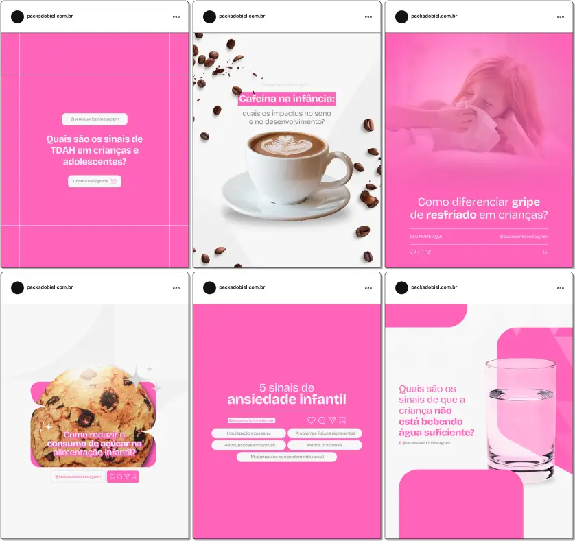 Pack Canva Pediatria – Conteúdos para Redes Sociais – Com este kit de posts e artes editáveis no Canva, pediatras podem compartilhar conteúdos informativos e educativos prontos para postar no Instagram e outras redes sociais. Inclui temas como desenvolvimento infantil, cuidados com a saúde, vacinas, alimentação, dicas para pais e muito mais. Ideal para fortalecer sua presença digital e engajar seu público com conteúdos profissionais e atrativos.