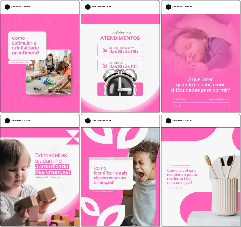 Pack Canva Pediatria – Conteúdos para Redes Sociais – Com este kit de posts e artes editáveis no Canva, pediatras podem compartilhar conteúdos informativos e educativos prontos para postar no Instagram e outras redes sociais. Inclui temas como desenvolvimento infantil, cuidados com a saúde, vacinas, alimentação, dicas para pais e muito mais. Ideal para fortalecer sua presença digital e engajar seu público com conteúdos profissionais e atrativos.