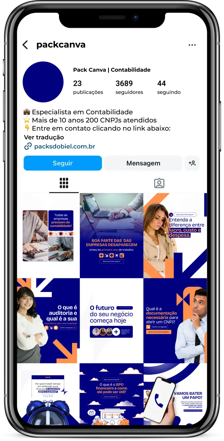 Pack Canva Contabilidade – Artes editáveis e conteúdos prontos para contadores, escritórios contábeis e profissionais de finanças. Ideal para quem deseja fortalecer sua autoridade, explicar temas como MEI, IRPF, planejamento tributário e atrair clientes pelo Instagram e redes sociais.