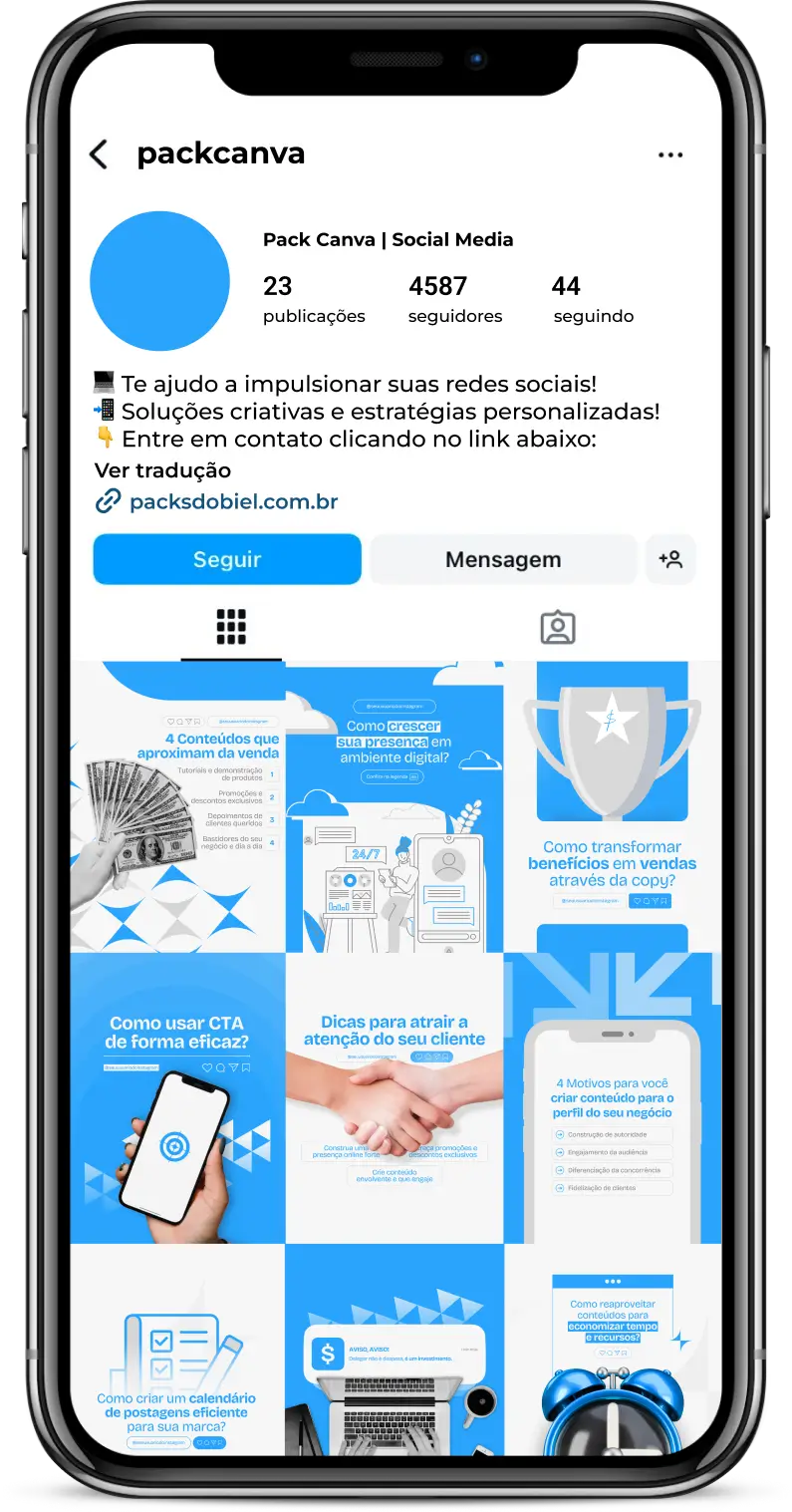 Pack Canva Social Media – Conteúdos para Redes Sociais – Com este kit de posts e artes editáveis no Canva, profissionais de Social Media podem criar conteúdos prontos para postar em perfis do Instagram e redes sociais. Inclui materiais sobre estratégias de marketing digital, gestão de redes sociais, dicas de engajamento, criação de conteúdo, tendências e ferramentas para otimizar o trabalho de Social Media. Ideal para aumentar a presença online e atrair novos clientes, com posts educativos e inspiradores, prontos para personalizar e compartilhar.