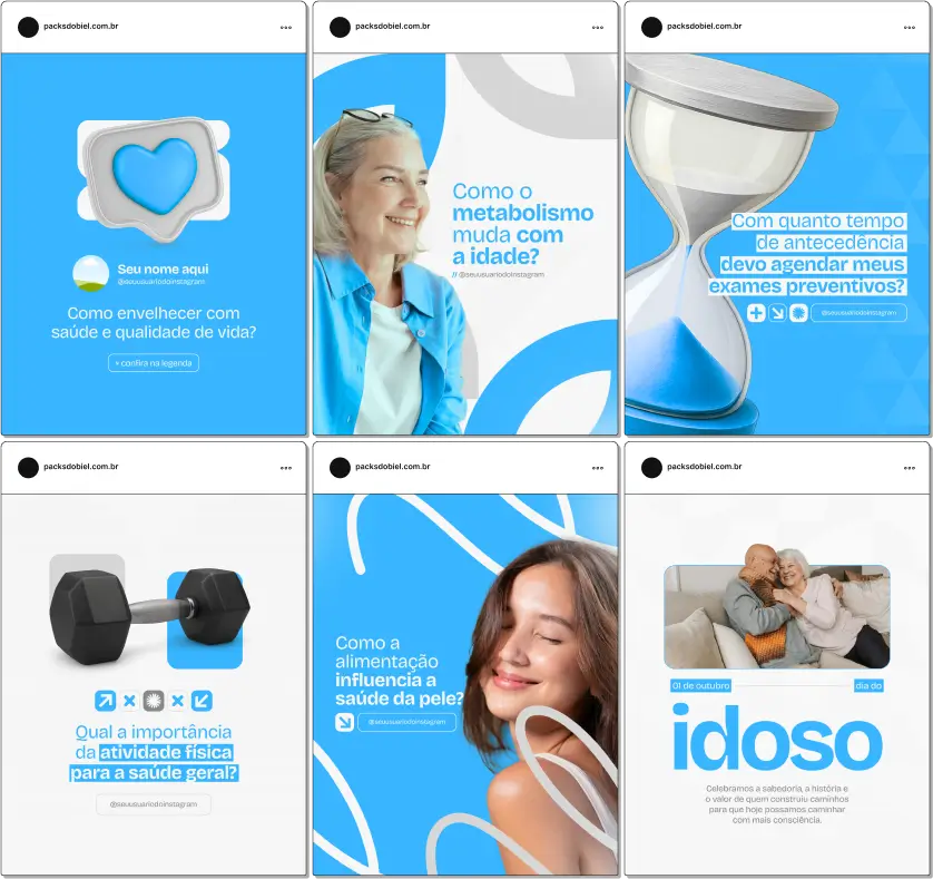 Pack Canva Enfermagem – Kit com posts e artes editáveis, pronto para perfis de profissionais de enfermagem que desejam atrair pacientes, informar a população e valorizar a atuação na área da saúde. Inclui conteúdos sobre cuidados, prevenção, rotina hospitalar, humanização e dicas de bem-estar. Ideal para quem quer autoridade e constância no Instagram.