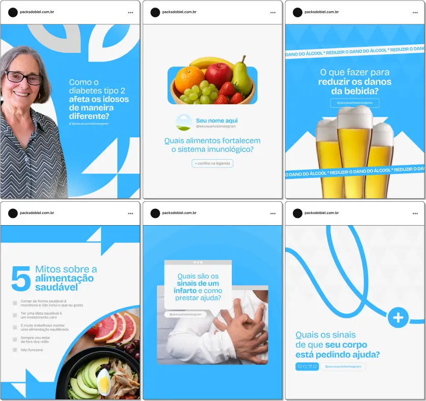 Pack Canva Enfermagem – Kit completo com conteúdos visuais e textos prontos para enfermeiros(as) e estudantes que querem manter um perfil profissional, educativo e atrativo nas redes sociais. Com temas sobre atenção primária, enfermagem clínica, saúde pública e orientações ao paciente, é perfeito para criar presença online com qualidade e consistência.