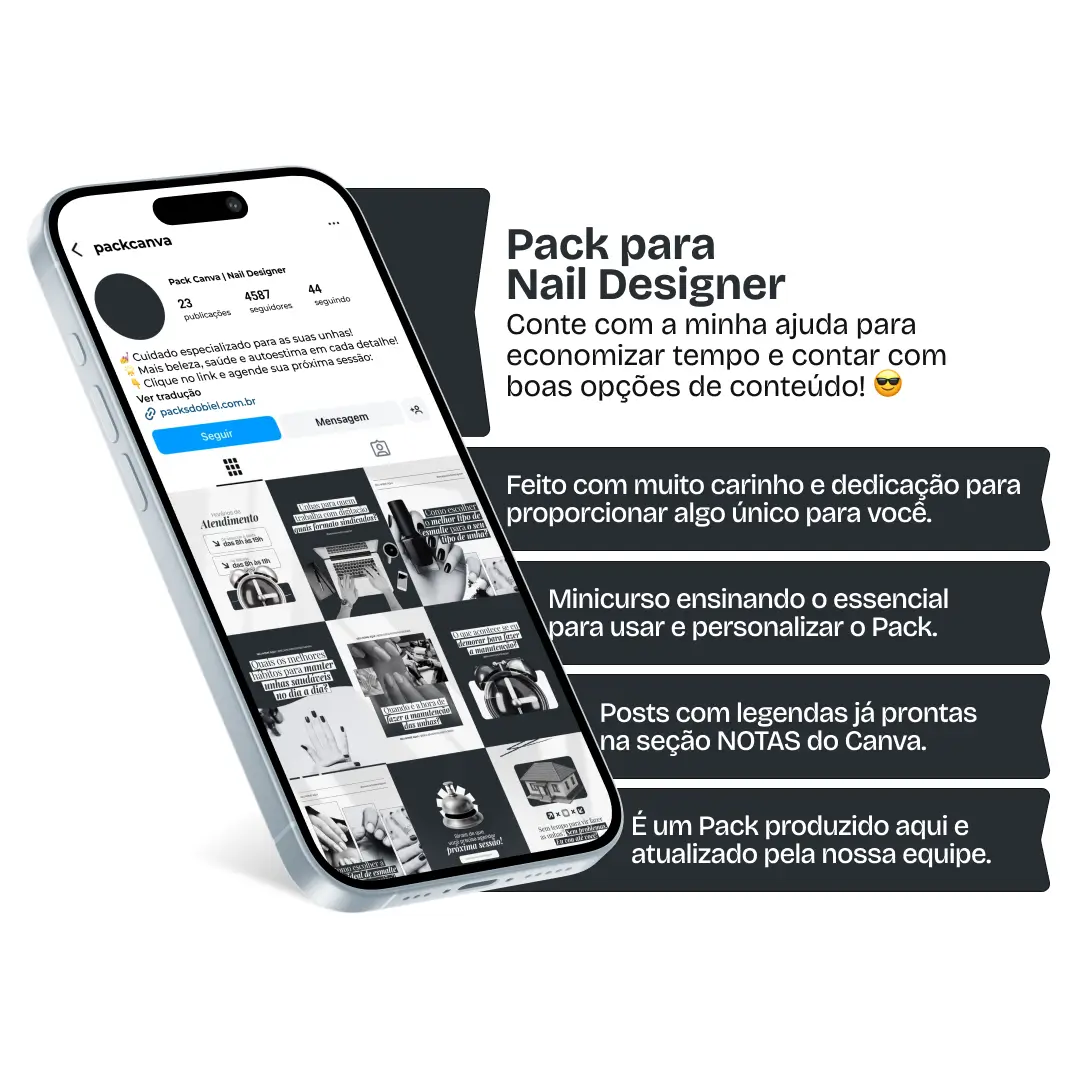 Pack Canva Nail Designer - Posts com conteúdos nichados e editáveis