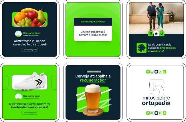 Pack Canva Ortopedista – Kit com artes editáveis e conteúdos prontos para ortopedistas que desejam fortalecer sua presença digital no Instagram e redes sociais. Com posts sobre lesões musculoesqueléticas, saúde das articulações, prevenção de fraturas, exercícios pós-operatórios, tratamentos ortopédicos modernos e orientações para pacientes. Ideal para clínicas, consultórios e profissionais autônomos que buscam educar o público e atrair pacientes.