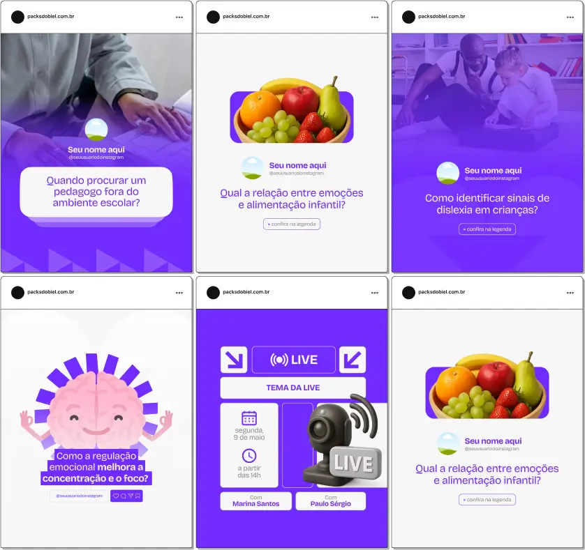 Pack Canva Pedagogia – Kit completo com designs personalizáveis e textos otimizados para redes sociais, abordando temas como planejamento escolar, estratégias de ensino-aprendizagem, importância da ludicidade, dicas para educadores e valorização do papel pedagógico. Perfeito para engajar, educar e atrair seguidores interessados em educação.