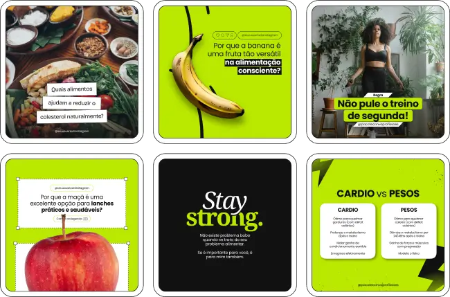 Com este Pack Canva para Personal Trainer, você se posiciona como referência com posts que educam, motivam e convertem. Aborde temas como hipertrofia, emagrecimento, treino funcional, saúde e qualidade de vida. Ideal para redes sociais como Instagram e Facebook.