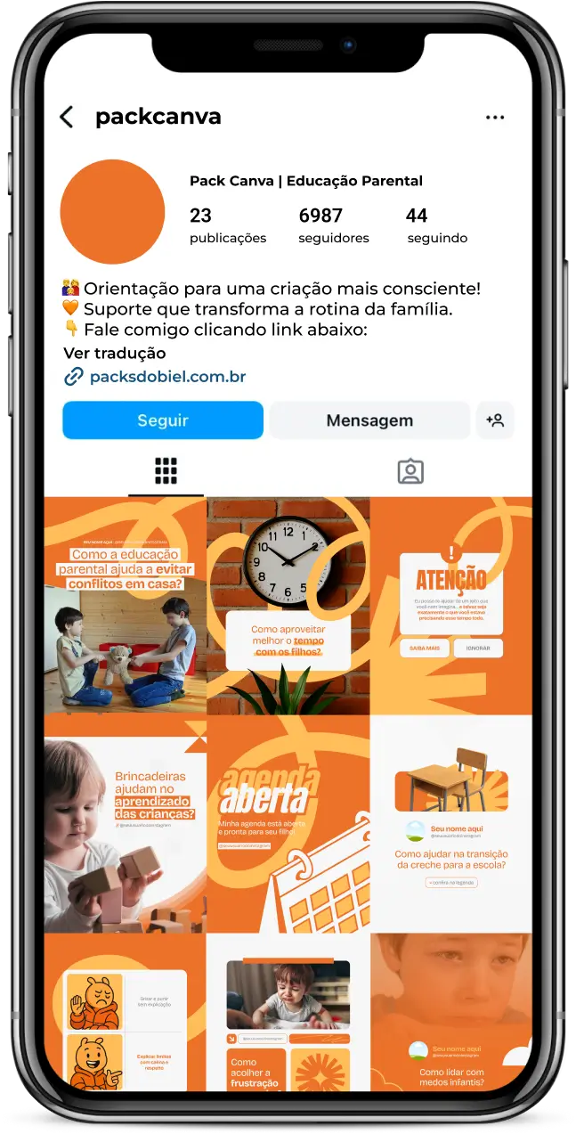 Posts de valor para quem atua com educação de filhos e relações familiares! O Pack Canva Educação Parental oferece artes personalizáveis no Canva e textos prontos que tratam de temas como limites respeitosos, autonomia infantil, saúde emocional e papel dos cuidadores. Perfeito para conectar com o público de forma sensível, educativa e profissional.