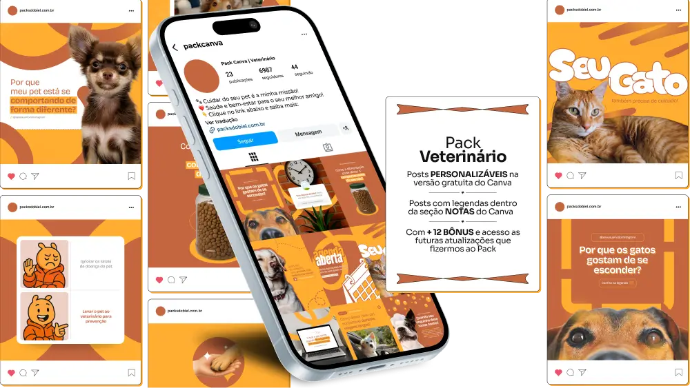 Posts editáveis para veterinários com templates sobre saúde e cuidados com animais domésticos