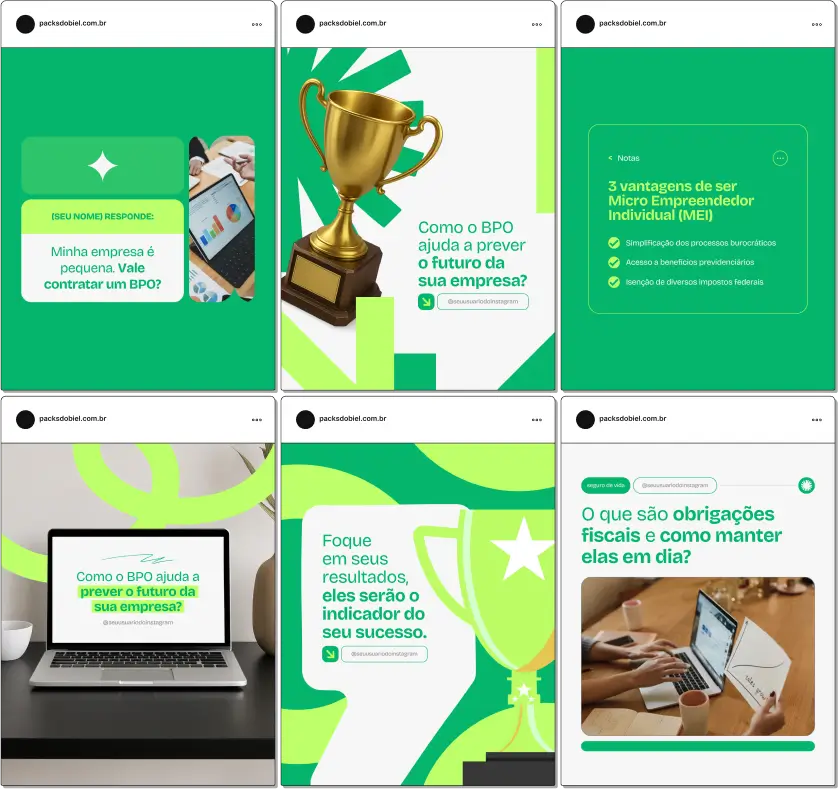 Impulsione seu perfil com posts profissionais sobre BPO Financeiro, mostrando na prática como a terceirização pode otimizar a rotina financeira das empresas. Com designs prontos e editáveis, você entrega valor ao seu público e se posiciona como referência em gestão financeira.