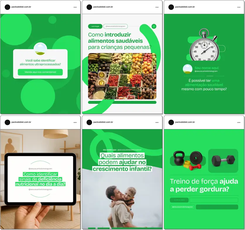 Kit completo para profissionais de Nutrologia com posts sobre alimentação funcional, nutrição clínica, prevenção de doenças crônicas, acompanhamento de pacientes, dicas de estilo de vida saudável, orientação nutricional e materiais visuais atrativos para Instagram, Facebook e outras redes sociais.