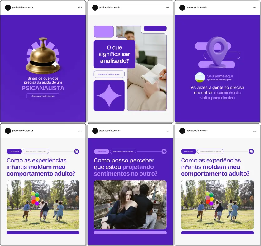 Com este Pack Canva para Psicanálise, você amplia sua presença digital com posts que abordam conceitos fundamentais, técnicas terapêuticas, dicas para sessões, importância da escuta ativa, e orientações para o equilíbrio emocional. Tudo pronto para editar e postar.