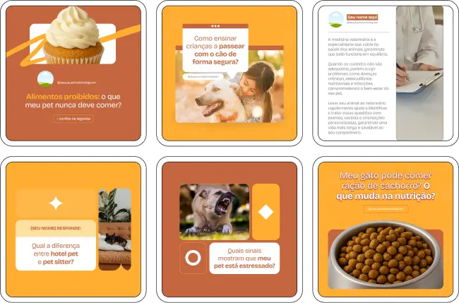Templates para veterinários com artes sobre saúde preventiva e bem-estar animal no Canva
