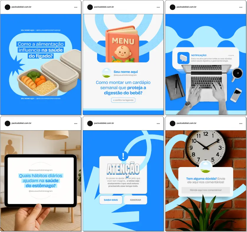Pack Canva Gastroenterologia – Kit de posts editáveis com artes e conteúdos prontos para Instagram e redes sociais, ideal para gastroenterologistas, clínicas digestivas e profissionais da saúde. Inclui posts sobre prevenção e tratamento de doenças gastrointestinais, dicas de alimentação, exames, cuidados com o intestino, refluxo, gastrite e promoção de consultas, para atrair pacientes e fortalecer sua presença digital.