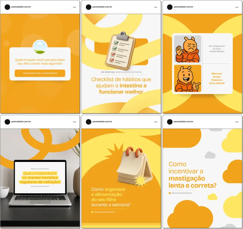 Com o Pack Canva Gastropediatria, você terá posts prontos para compartilhar informações educativas sobre doenças gastrointestinais infantis, nutrição, hábitos alimentares, sintomas e orientações para pais. Totalmente personalizável no Canva, o kit permite criar um perfil profissional e engajador no Instagram e outras redes sociais.