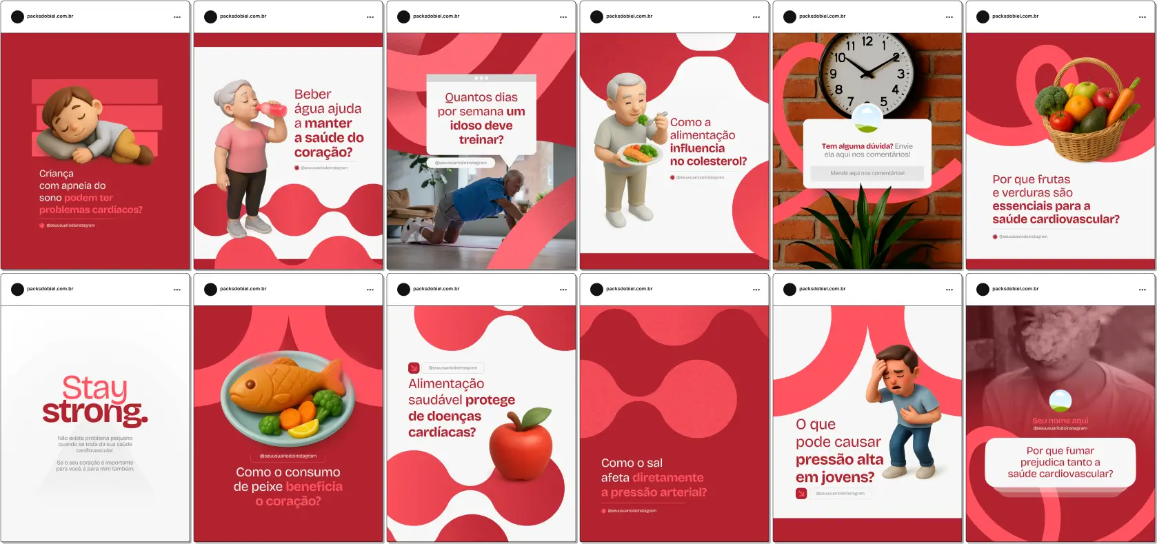 Com este Pack Canva Cardiologia, você terá artes e conteúdos editáveis sobre doenças cardíacas, fatores de risco, hipertensão, arritmia, cuidados pós-infarto, exames de rotina, alimentação saudável para o coração e orientações de prevenção. Ideal para médicos que desejam educar pacientes e aumentar autoridade nas redes sociais.