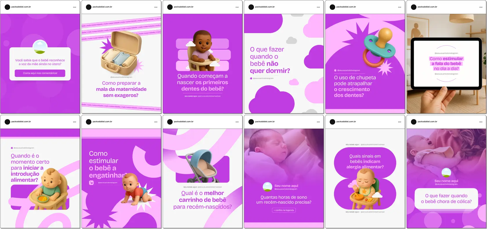 Com o Pack Canva Cuidados com o Bebê, você terá conteúdos visuais prontos para compartilhar orientações importantes sobre saúde, alimentação, rotina, segurança e bem-estar do bebê. Os posts são totalmente editáveis no Canva, fáceis de personalizar e ajudam a criar um perfil profissional, acolhedor e de confiança no Instagram e outras redes sociais.