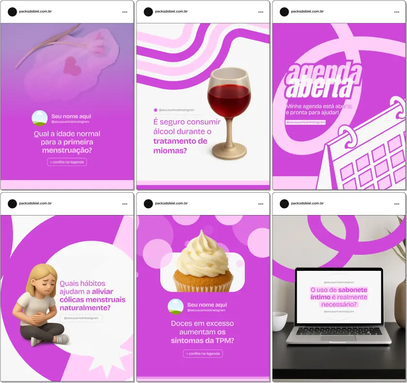Com o Pack Canva Ginecologista, você terá posts prontos sobre cuidados ginecológicos, planejamento familiar, saúde sexual, menopausa, gravidez, prevenção do câncer ginecológico, e informações educativas para pacientes. Totalmente editável no Canva, permitindo criar um perfil profissional e engajador no Instagram e outras redes sociais.