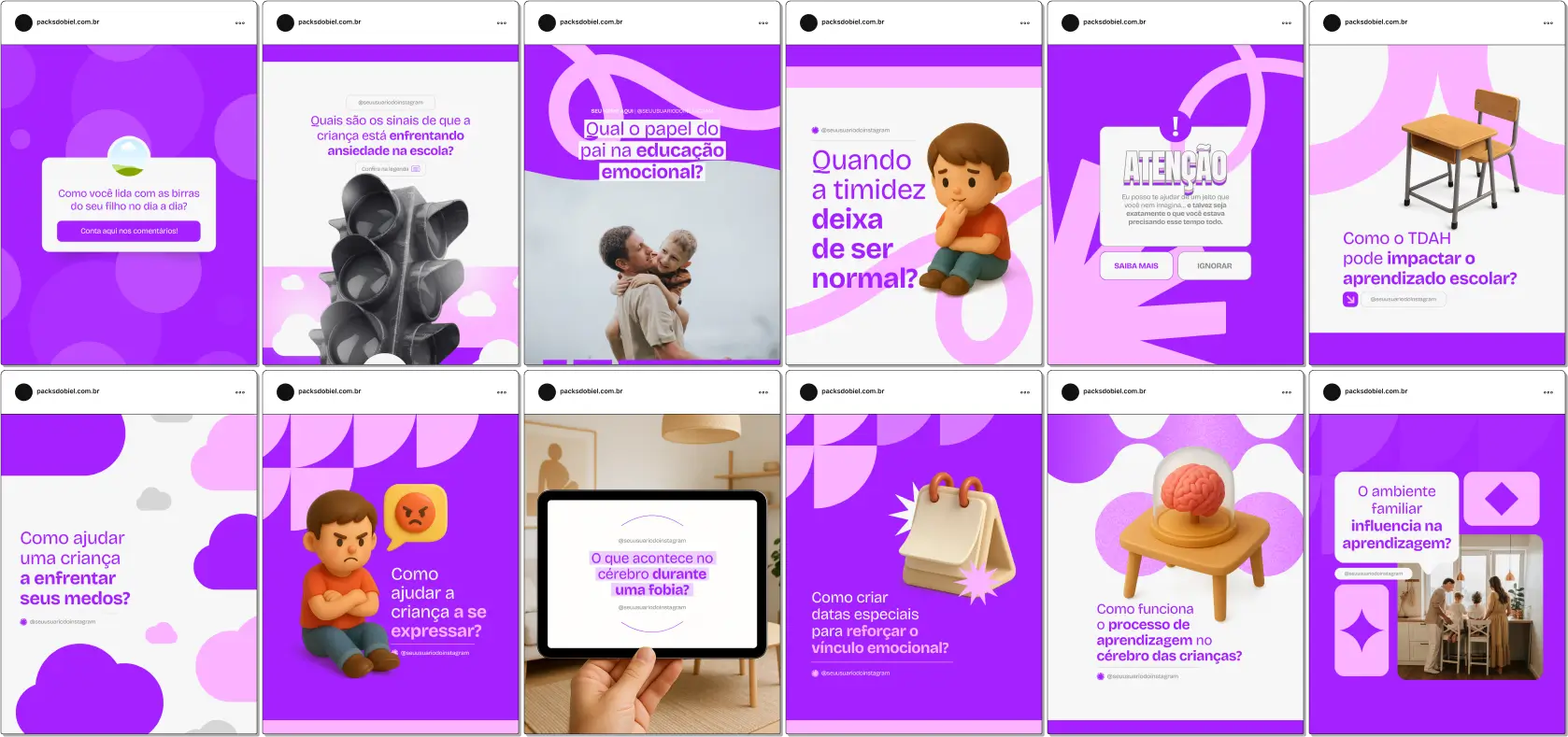 Pack Canva Psiquiatria Infantil – Kit de posts e artes editáveis para psiquiatras, clínicas de saúde mental e profissionais de psiquiatria infantil, com conteúdos prontos para Instagram e redes sociais sobre diagnóstico de transtornos, tratamentos, saúde emocional, acompanhamento terapêutico, prevenção de crises e orientações para pais e cuidadores.