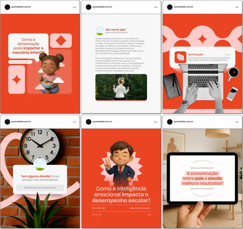 Pack Canva Psicologia Educacional, Educação Inclusiva e Consultoria Escolar – Kit completo de posts editáveis no Canva, ideal para pedagogos, educadores especiais e consultores escolares. Inclui conteúdos educativos sobre métodos de ensino, inclusão de alunos com necessidades especiais, desenvolvimento socioemocional, estratégias de aprendizagem e dicas para professores. Ideal para criar um perfil de Instagram informativo, engajar educadores e famílias, e divulgar serviços educacionais de forma estratégica.