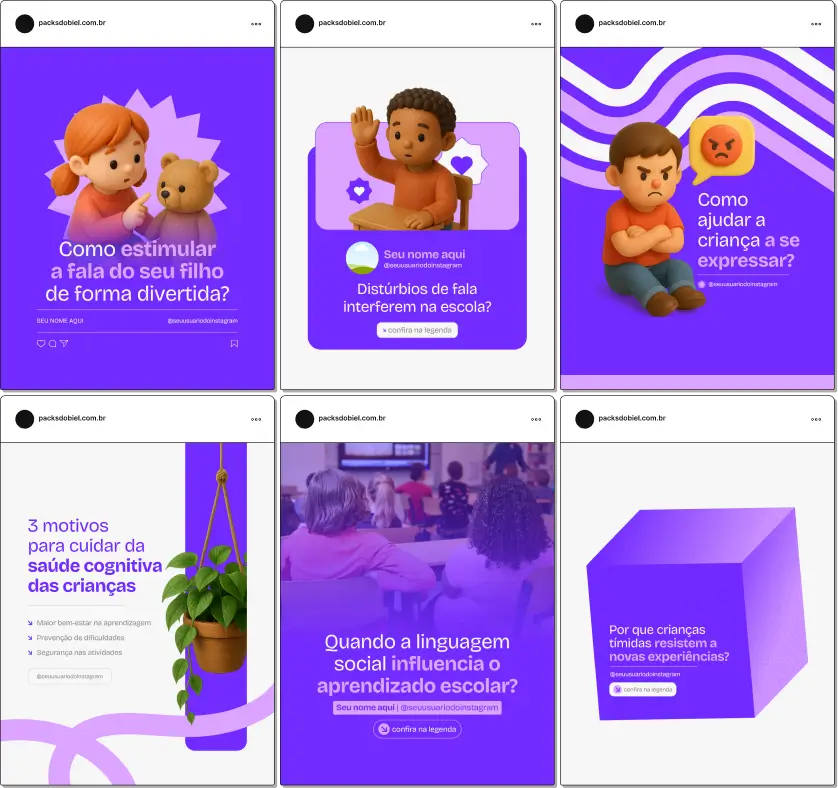 Pack Canva Pedagogia, Educação e Desenvolvimento Infantil – Kit completo de posts editáveis no Canva, ideal para pedagogos, educadores e instituições de ensino. Inclui materiais com mensagens inspiradoras, reflexões sobre o papel da educação, inclusão escolar e estratégias de ensino afetivo. Perfeito para fortalecer a imagem profissional e atrair seguidores interessados em educação.