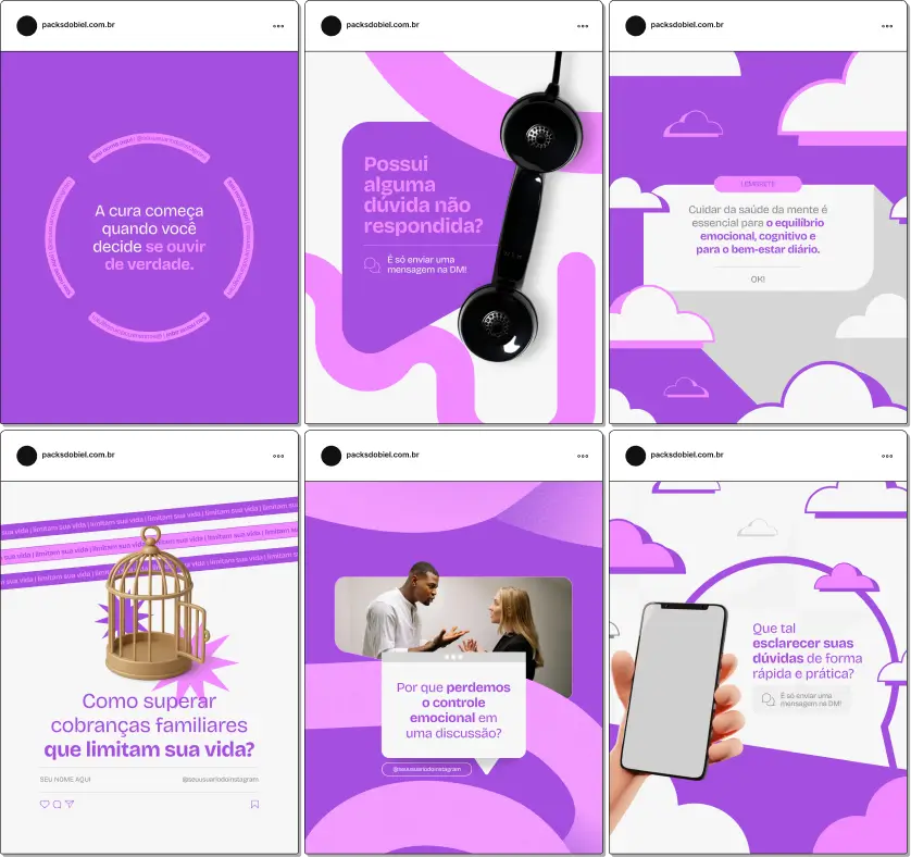 Kit de posts e templates no Canva para Neuropsicologia, com design moderno e materiais personalizáveis, desenvolvido para clínicas, psicólogos e neuropsicólogos, que buscam melhorar a identidade visual, divulgar seus serviços e consolidar autoridade nas redes sociais.