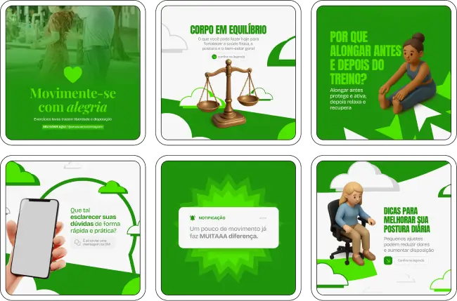 Pack de artes editáveis no Canva para ortopedia, voltado para médicos que explicam diagnóstico, exames, prevenção de lesões, reabilitação e qualidade de vida, mantendo uma comunicação clara e confiável no Instagram.