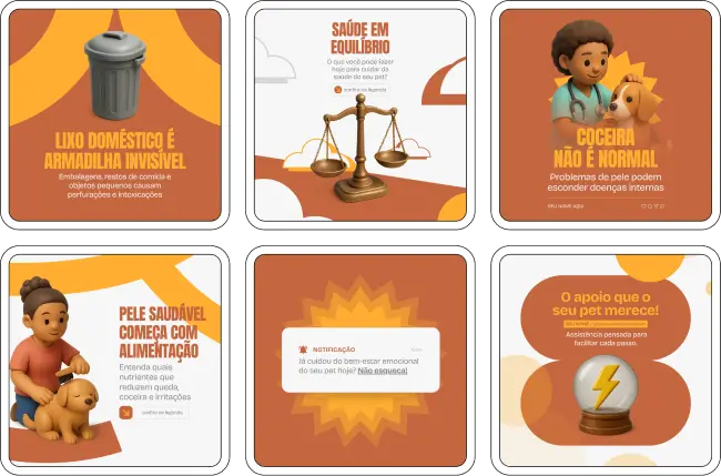 Pack Canva para veterinários com conteúdos sobre consultas e cuidados com pets