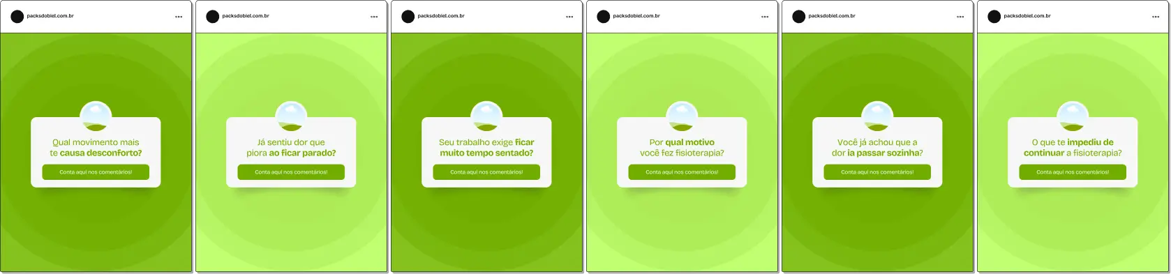 Pack de artes editáveis no Canva para fisioterapia com foco em perguntas e respostas, desenvolvido para profissionais que desejam esclarecer dúvidas frequentes sobre mobilidade, alongamento, fortalecimento muscular e prevenção de lesões, com visual profissional.
