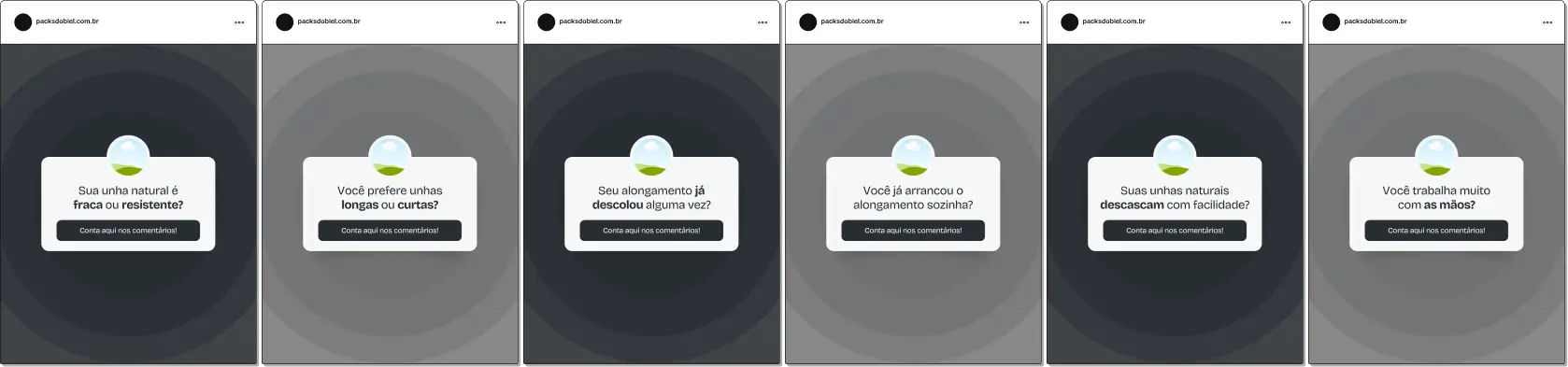 Pack de templates editáveis no Canva para profissionais de nail design que usam caixinha de perguntas no Instagram, perfeito para criar conteúdo interativo sobre tendências de unhas, esmaltação, decoração, saúde das unhas e orientação aos clientes, mantendo um feed organizado e educativo.