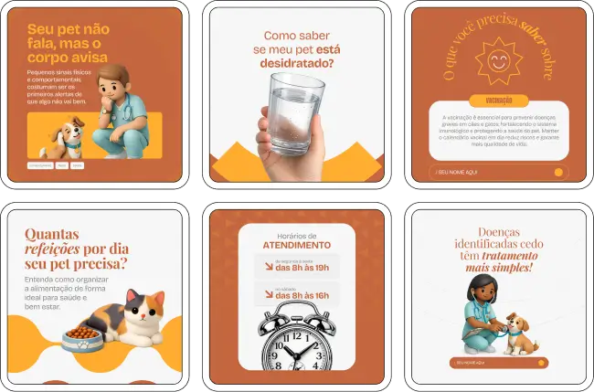 Pack de veterinário com templates sobre saúde e bem-estar de animais domésticos