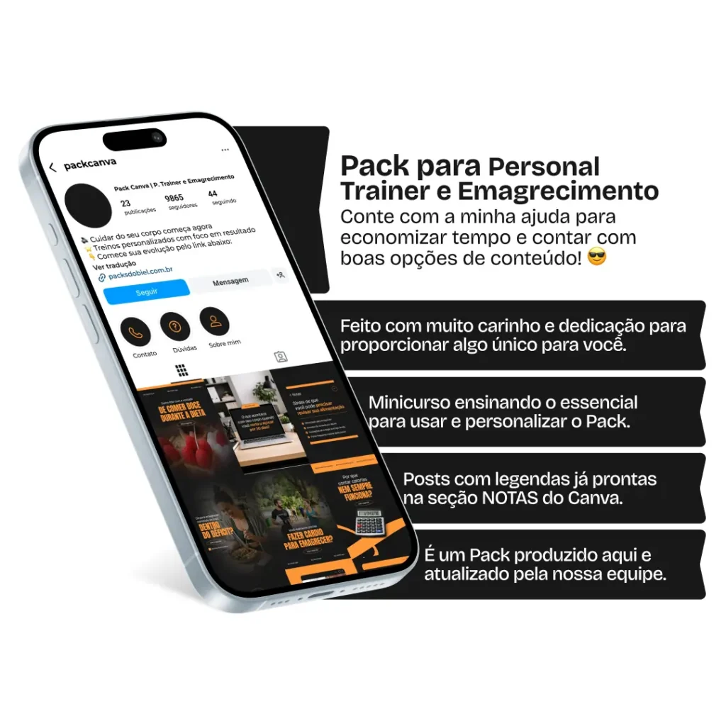 Pack de artes editáveis no Canva para profissionais de fitness que produzem conteúdos sobre emagrecimento, condicionamento físico, resistência, disciplina e estratégias para manter o foco nos treinos.