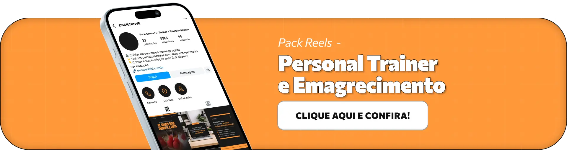 Pack de templates editáveis no Canva para personal trainer que atende alunos com foco em emagrecer, criado para produzir conteúdos sobre planejamento de treinos, frequência semanal, intensidade, déficit calórico e evolução física.